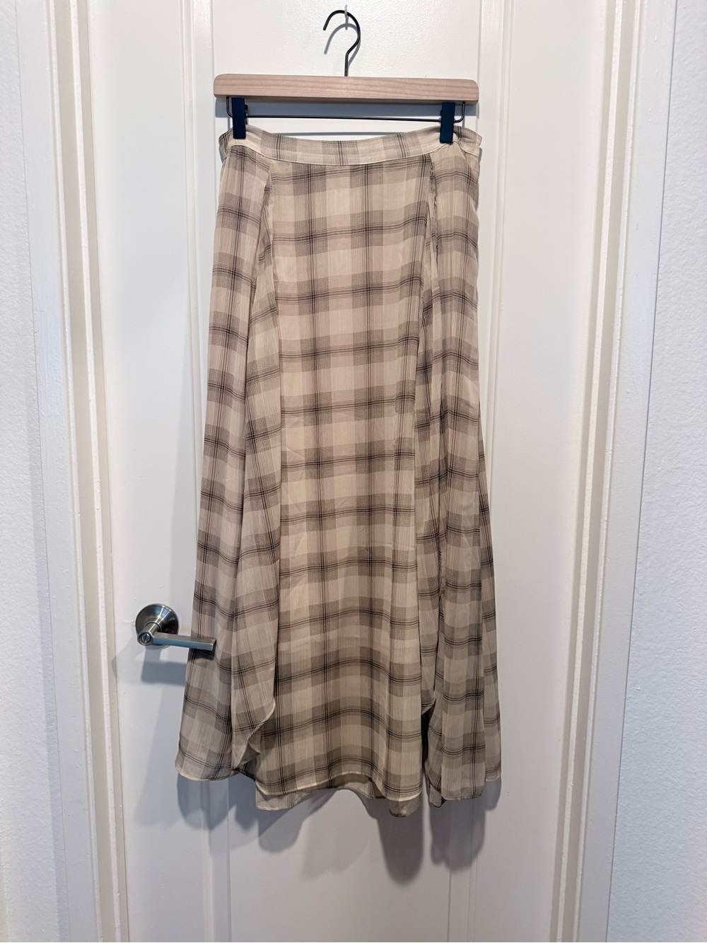 Halogen Beige and Brown Plaid Maxi Skirt